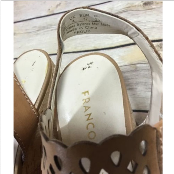 Franco Sarto Womens Leather Sandal Wedge Cork Heel - Picture 7 of 8